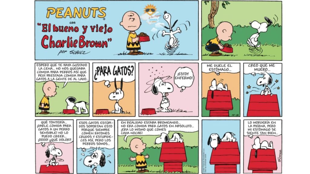 Charlie Brown y comida para gatos